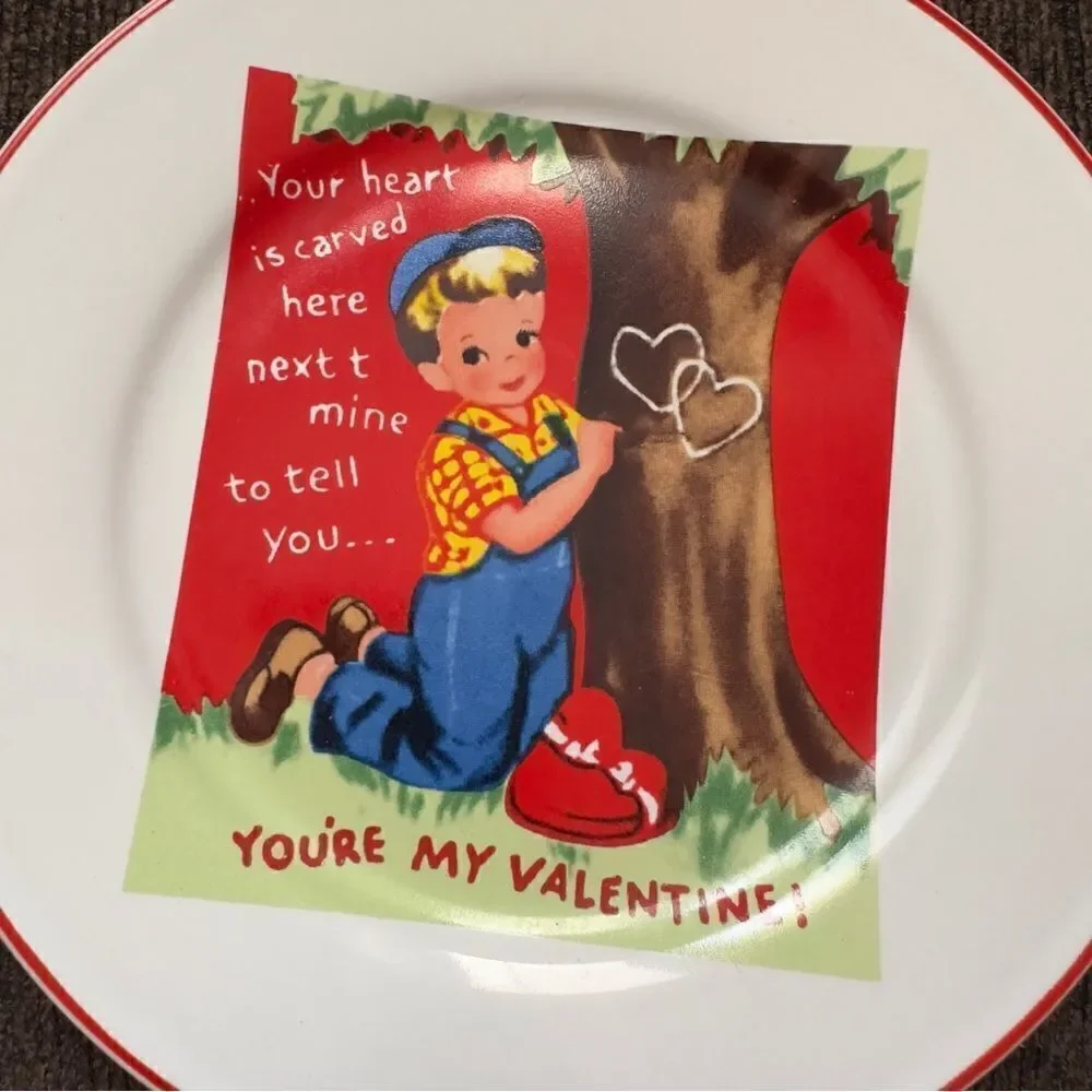 Rosanna “Your Heart is Carved Here Next to Mine” Small Plate & Coffee Cup Set